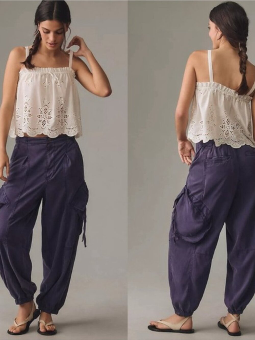 Anthropologie Pilcro Linen Parachute Cargo Pants - Small - High Rise